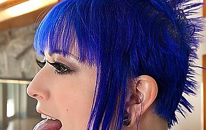 Blue Haired Busty Larkin Love Lets Her Ahegao, Fetish, Tongue